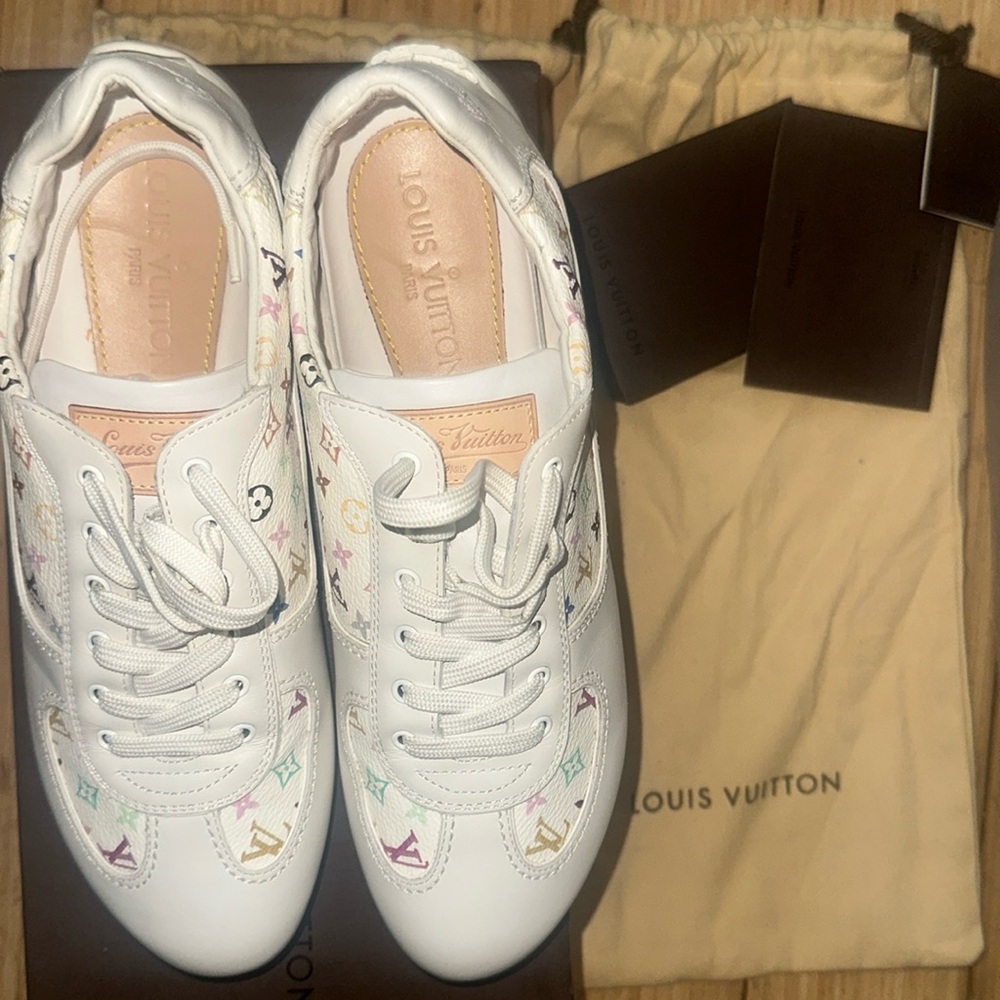 Louis Vuitton White Multicolore Monogram Pattern Sneakers